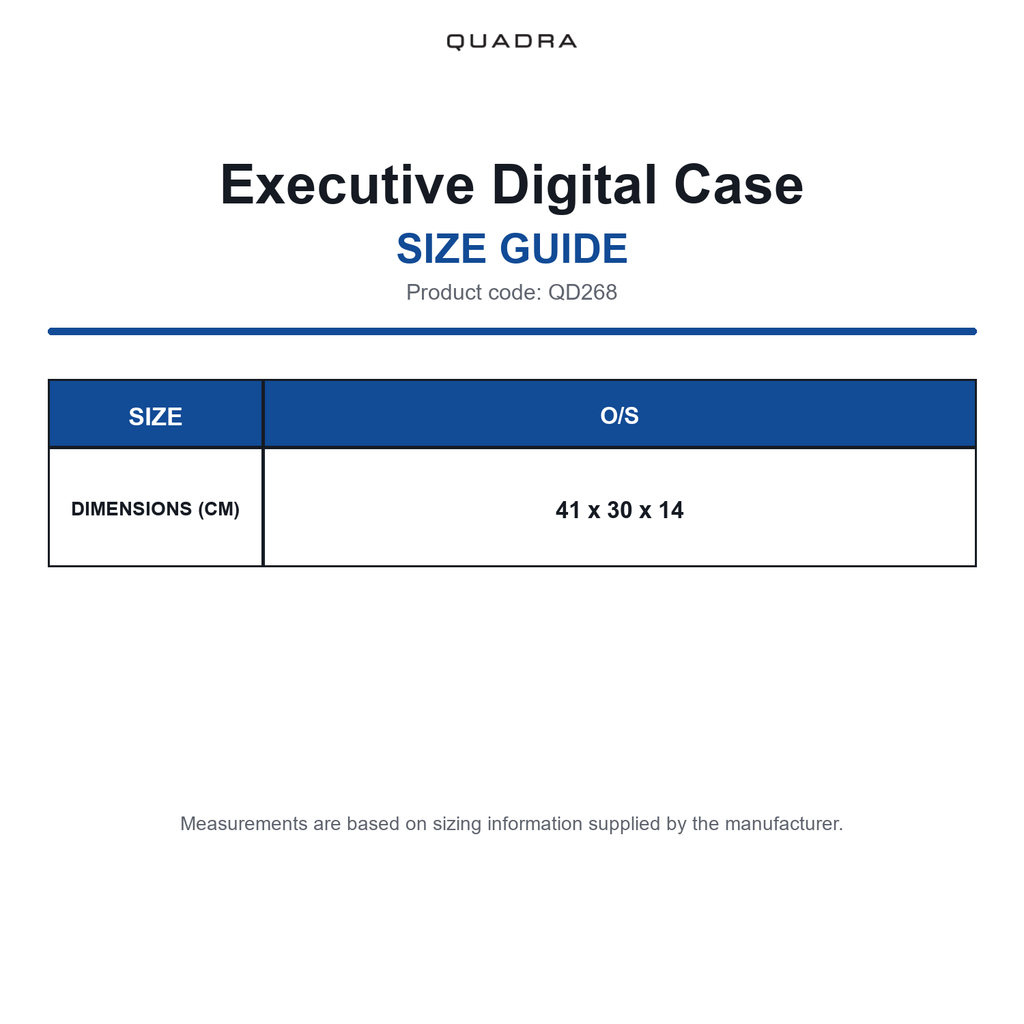 QD268 Quadra Executive Digital Case size guide (QD268)