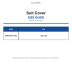 QD31 Quadra Suit Cover size guide (QD31)