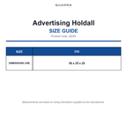 QD45 Quadra Advertising Holdall size guide (QD45)