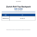 QD543 Quadra Zurich Roll-Top Backpack size guide (QD543)