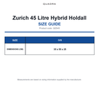 QD545 Quadra Zurich 45 Litre Hybrid Holdall size guide (QD545)