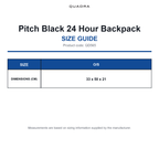 QD565 Quadra Pitch Black 24 Hour Backpack size guide (QD565)