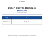 QD612 Quadra Desert Canvas Backpack size guide (QD612)