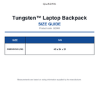 QD968 Quadra Tungsten™ Laptop Backpack size guide (QD968)