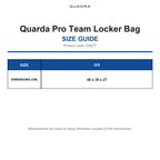 QS277 Quarda Pro Team Locker Bag size guide (QS277)