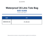 QS577 Quadra Waterproof 35 Litre Tote Bag size guide (QS577)