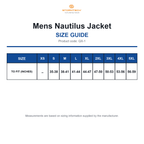 QX-1 Stormtech Mens Nautilus Jacket size guide (QX-1)