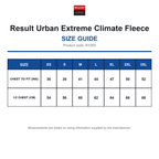R109X Result Urban Extreme Climate Fleece size guide (R109X)