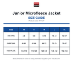 R114JY Result Core Junior Microfleece Jacket size guide (R114JY)