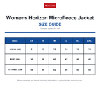 R115F Result Womens Horizon Microfleece Jacket size guide (R115F)