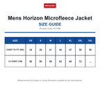 R115M Result Mens Horizon Microfleece Jacket size guide (R115M)