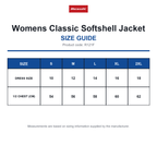R121F Result Womens Classic Softshell Jacket size guide (R121F)