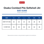 R131M Result Osaka Combed Pile Softshell Jkt size guide (R131M)