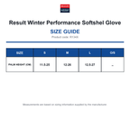 R134X Result Winter Performance Softshel Glove size guide (R134X)