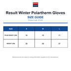 R144X Result Winter Polartherm Gloves size guide (R144X)