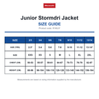 R160JY Result Junior Stormdri Jacket size guide (R160JY)
