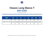 R180L Russell Classic Long Sleeve T size guide (R180L)