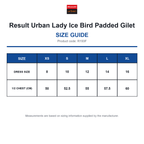 R193F Result Urban Lady Ice Bird Padded Gilet size guide (R193F)