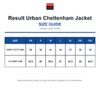 R195X Result Urban Cheltenham Jacket size guide (R195X)