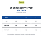 R200JEV Result SafeGuard Jr Enhanced Vis Vest size guide (R200JEV)