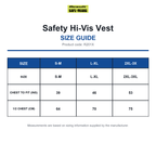 R201X Result SafeGuard Safety Hi-Vis Vest size guide (R201X)