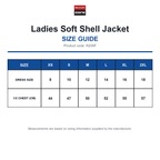 R209F Result Core Ladies Soft Shell Jacket size guide (R209F)