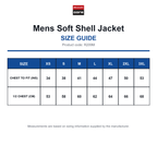 R209M Result Core Mens Soft Shell Jacket size guide (R209M)