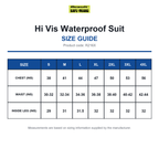 R216X Result Safeguard Hi Vis Waterproof Suit size guide (R216X)