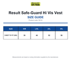 R21X Result Safe-Guard Hi Vis Vest size guide (R21X)