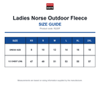 R220F Result Core Ladies Norse Outdoor Fleece size guide (R220F)
