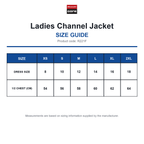 R221F Result Core Ladies Channel Jacket size guide (R221F)