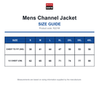 R221M Result Core Mens Channel Jacket size guide (R221M)