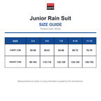 R225J Result Core Junior Rain Suit size guide (R225J)