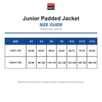 R233JY Result Core Junior Padded Jacket size guide (R233JY)