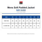 R233M Result Core Mens Soft Padded Jacket size guide (R233M)