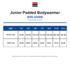 R234JY Result Core Junior Padded Bodywarmer size guide (R234JY)