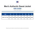 R267M Russell Men's Authentic Sweat Jacket size guide (R267M)