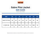 R300X Result Workguard Sabre Pilot Jacket size guide (R300X)