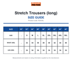 R303XL Result Workguard Stretch Trousers (long) size guide (R303XL)