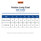 R305X Result Workguard Vostex Long Coat size guide (R305X)