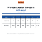 R308F Result Workguard Womens Action Trousers size guide (R308F)