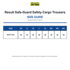 R327X Result Safe-Guard Safety Cargo Trousers size guide (R327X)