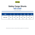 R328X Result Safeguard Safety Cargo Shorts size guide (R328X)