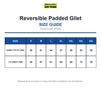 R332X Result SafeGuard Reversible Padded Gilet size guide (R332X)
