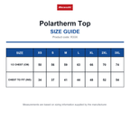 R33X Result Polartherm Top size guide (R33X)