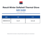 R364X Result Winter Softshell Thermal Glove size guide (R364X)