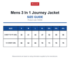 R400M Result Mens 3 In 1 Journey Jacket size guide (R400M)