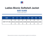 R410F Russell Ladies Bionic Softshell Jacket size guide (R410F)