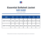R420M Russell Essential Softshell Jacket size guide (R420M)