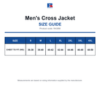 R430M Russell Men's Cross Jacket size guide (R430M)